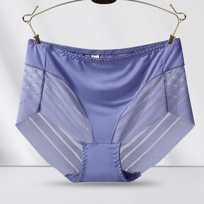 Sexy Mid-Waist Women's Briefs Light Waist Hip-lifting Underwear Striped Mesh Breathable Women's Underwear