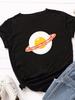 Poached Egg Planet Print Women T Shirt Short Sleeve O Neck Loose Women Tshirt Ladies Tee Shirt Tops Clothes Camisetas Mujer