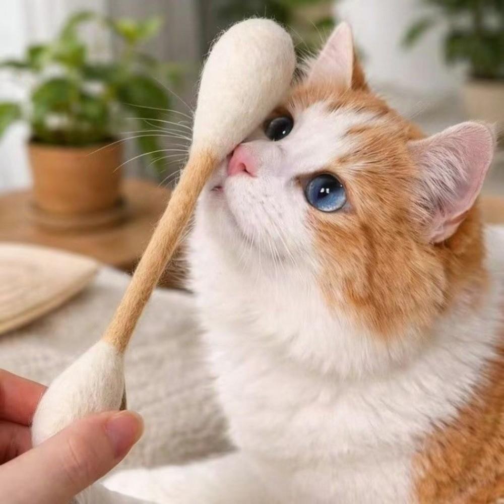 3PCS Bite Resistant Cotton Swab Cat Toy Soft Texture Cat Grinding Biting Stick Interactive Play