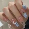 New Pearl Fragrant Style Wearing Nail Art Patch Finished Gentle White Fragrant Style Spring Manicure Fake Nail Pieces Nail Pieces for Nail Art Tools