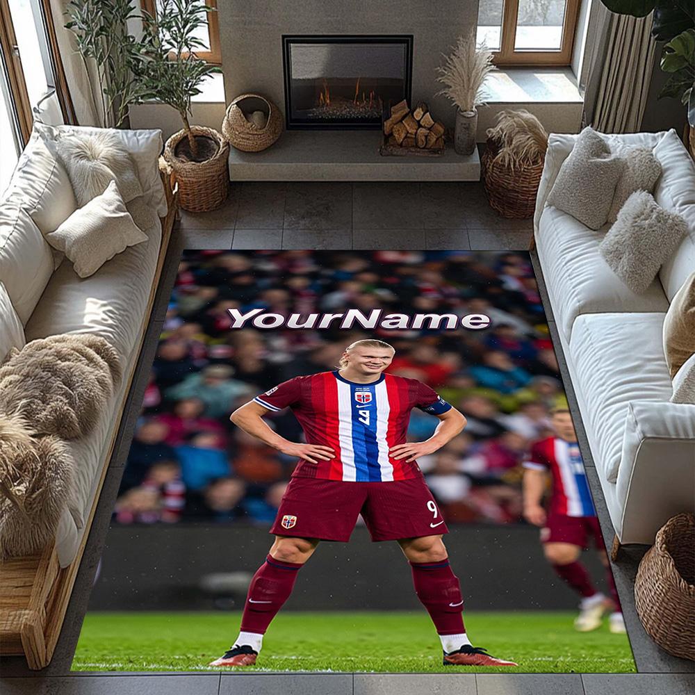 Haaland 135 Personalized Name Carpet Perfect for Entryway Game Room Playrooms Hallway Anti-slip Rug Decorate Offices Birthday/Christmas Gift