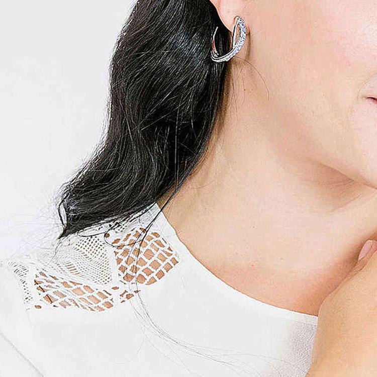 Swarovski Серьги-гвоздики с родиевым покрытием, витые, женские, синие 5582807