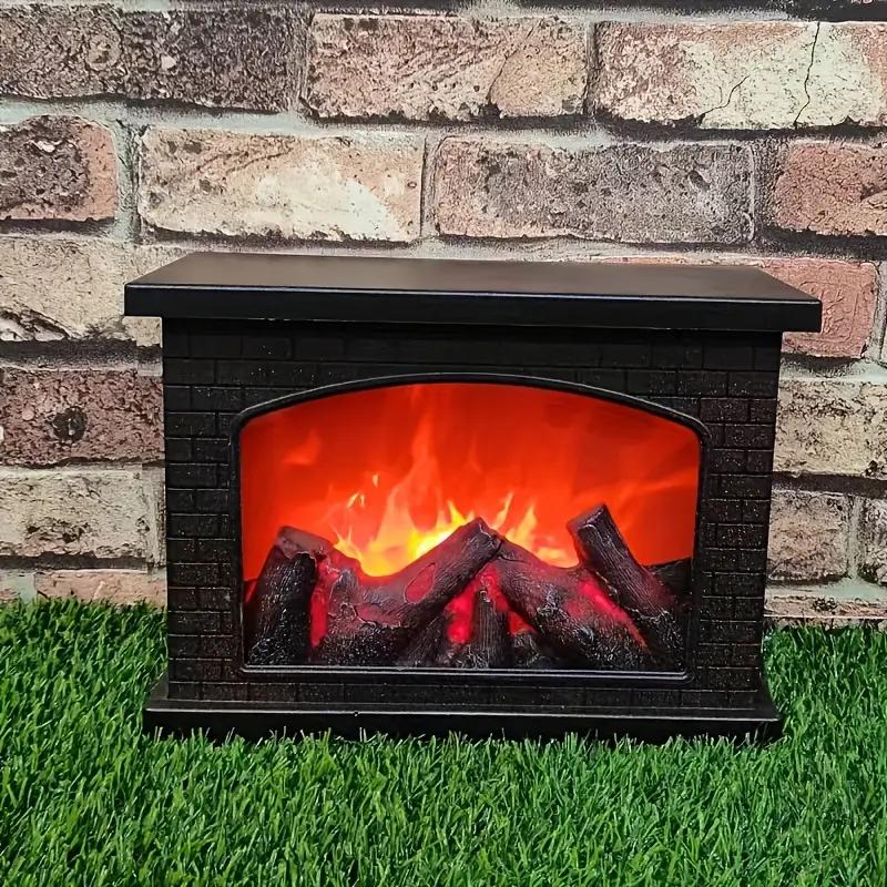 Светодиодная лампа-камин Реалистичное пламя Питание от батареи USB Винтажный стиль для помещения террасы Рождество Хэллоуин Настольный декор