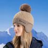 Winter Fleece-lined Earflaps Cap with Fur Ball Fashion Slipover Woolen Cap Cold-Proof Warm Knitted Hat