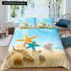 Пляжная Морская Звезда Ракушка Король Королева Пододеяльник Белый Морские Существа Постельное Белье Гавайский Чехол для Одеяла Полиэстер Чехол для Одеяла
