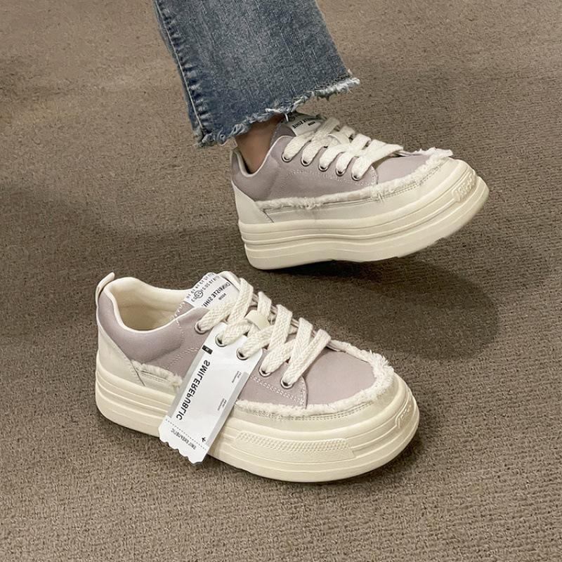 Нишевый дизайн, белые туфли на платформе, женские, 2024, новые универсальные повседневные парусиновые туфли, женские парусиновые туфли Xiaoxiangfeng