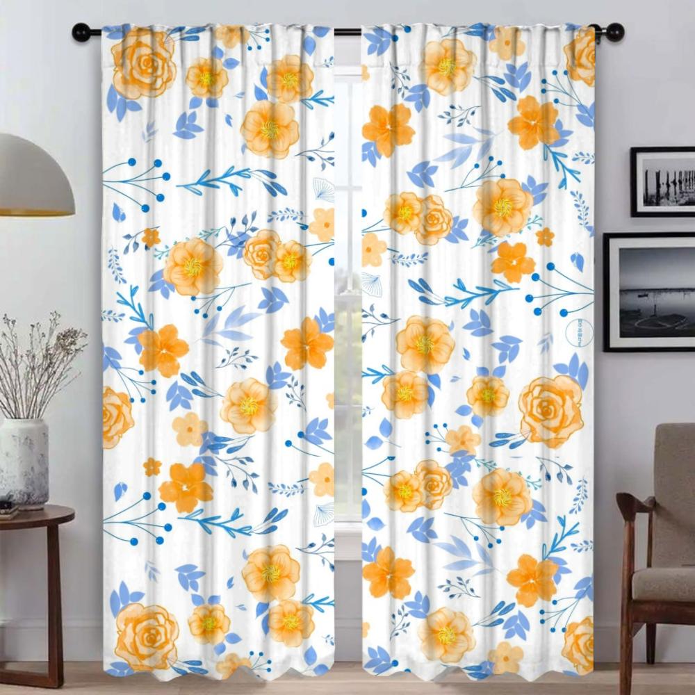 Элегантные шторы для гостиной, цветочная перегородка, украшение на Хэллоуин, занавеска для окна, тюль для спальни, шторы, 2 шт.