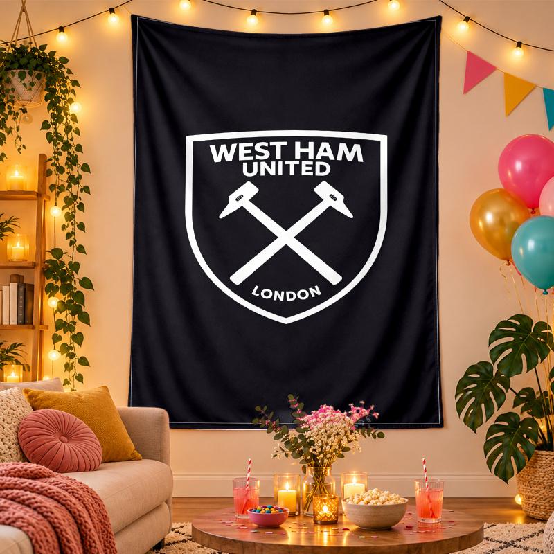 Polyester Wall Tapestry with West Ham United Design, Decorative Hanging for Bedroom Living Room Dorm