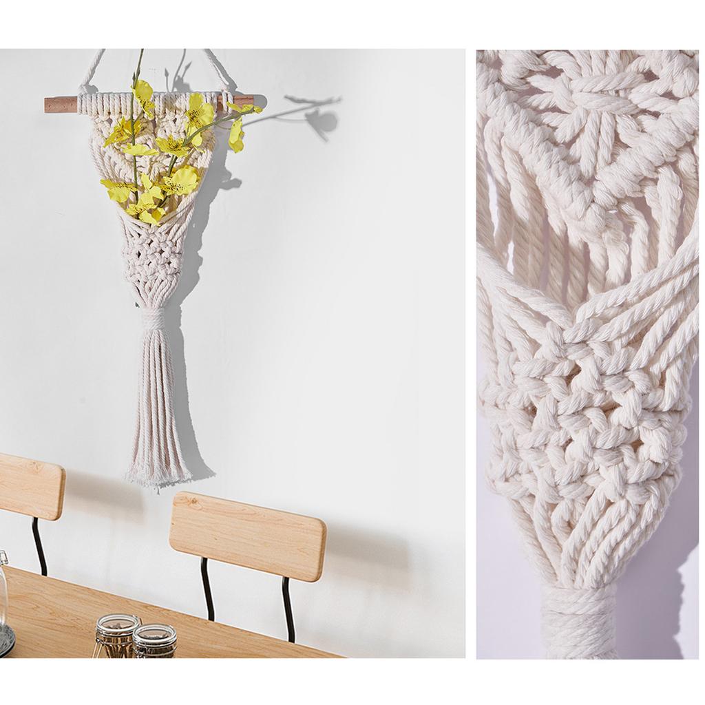 Dried Flower Mesh Basket Handwoven Cotton Rope Macrames Plant Holder Stand Wall Hangings Pocket Indoor Home Decorations