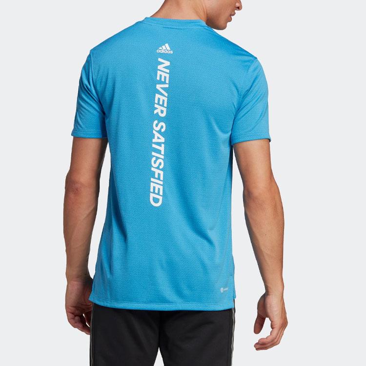 adidas Футболка с круглым вырезом и короткими рукавами с логотипом алфавита, мужские топы, синие HR5257