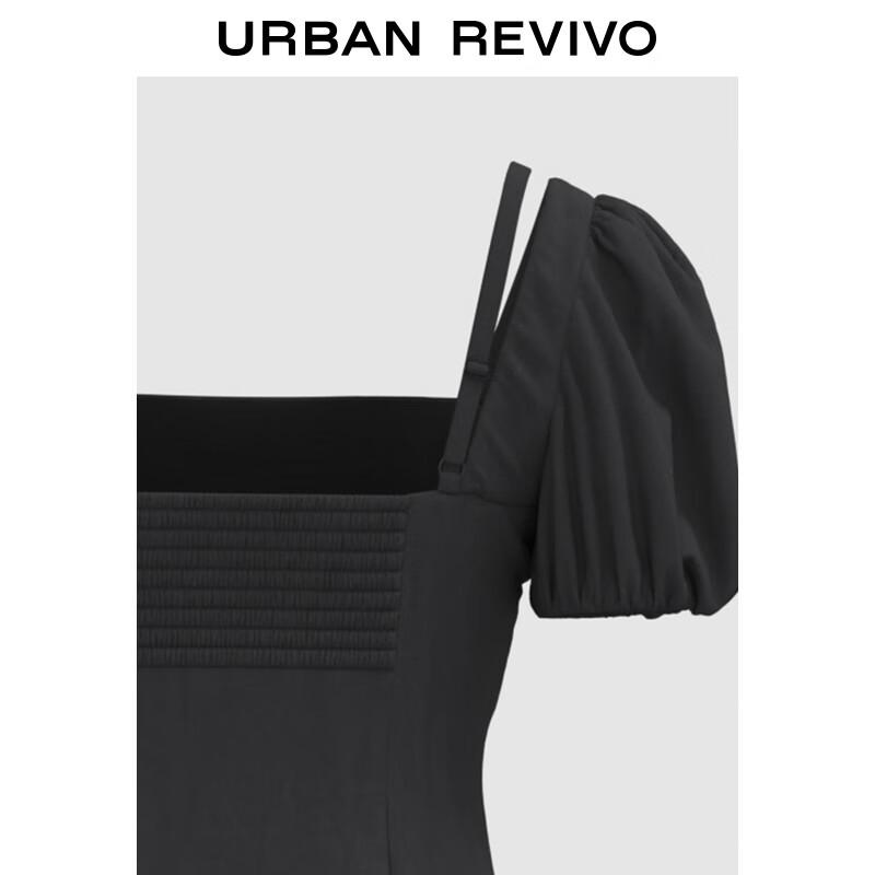 UR 2025 Spring French Square Neck Short Sleeve Dress