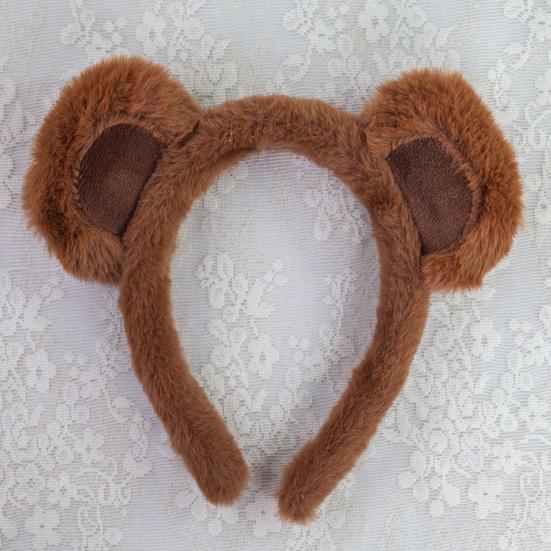 Девушка Медвежьи Уши Декор Головная Повязка Мультфильм Плюшевый Обруч Для Волос Макияж Умывание Лицо Хэллоуин Косплей