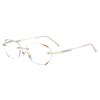 Rimless Women's HD Lens Reading Glasses Fashion Trendy Diamond Cut  Eyeglasses for Ladies Unisex Luxury Far Sight Presbyopia