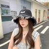 Панама с необработанным краем Джинсовый синий Солнцезащитная шляпа Новая шляпа для защиты от солнца Весенний сезон