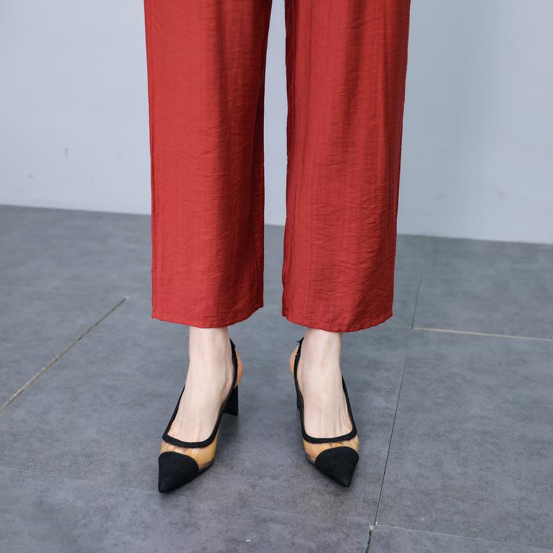 Летние комплекты из двух предметов для женщин, элегантные однотонные комплекты брюк с высокой талией больших размеров