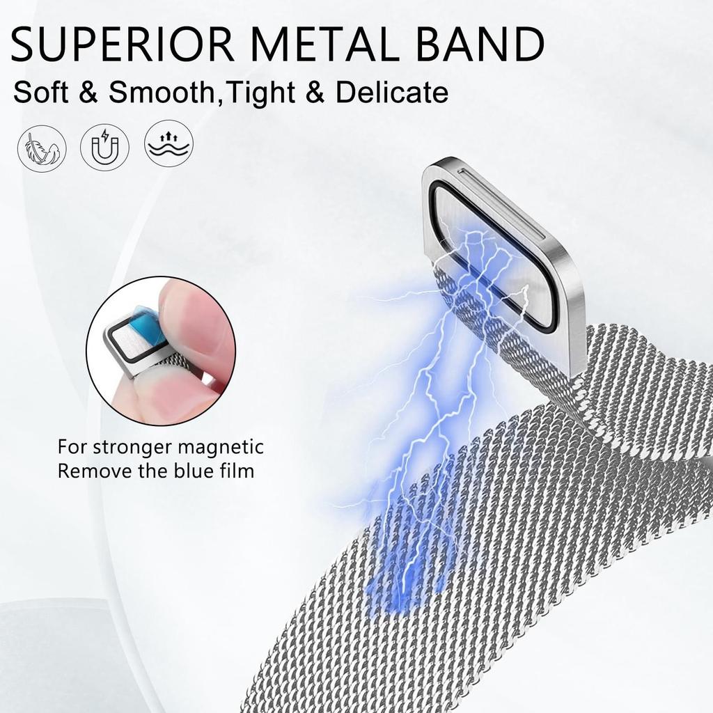 One Click Metal Band for Samsung Galaxy Watch Ultra 47mm Stainless Steel No Gaps Magnetic Bracelet Belt for Galaxy Watch 7 Ultra Replacement Strap