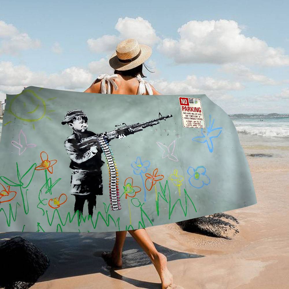 Artist Banksy Microfiber Beach Towel Absorbent Quick Dry Soft Yoga Swimming Resort Mountain Climbing Towel