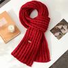 172x20cm Winter Scarf, Solid Color Thick Knitted Wool Scarf for Women, Warm Fleece Neck Warmer Snood