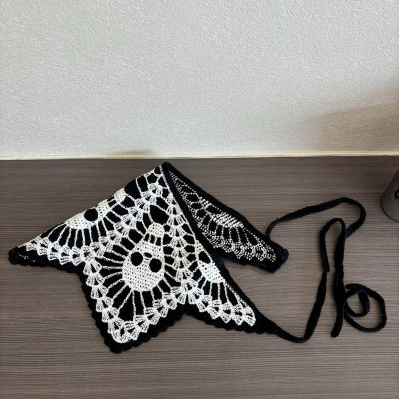 Элегантный головной платок с узором из черепов, повязка на голову, темная серия, платок-бандана, головной убор для Хэллоуина, фото-платок