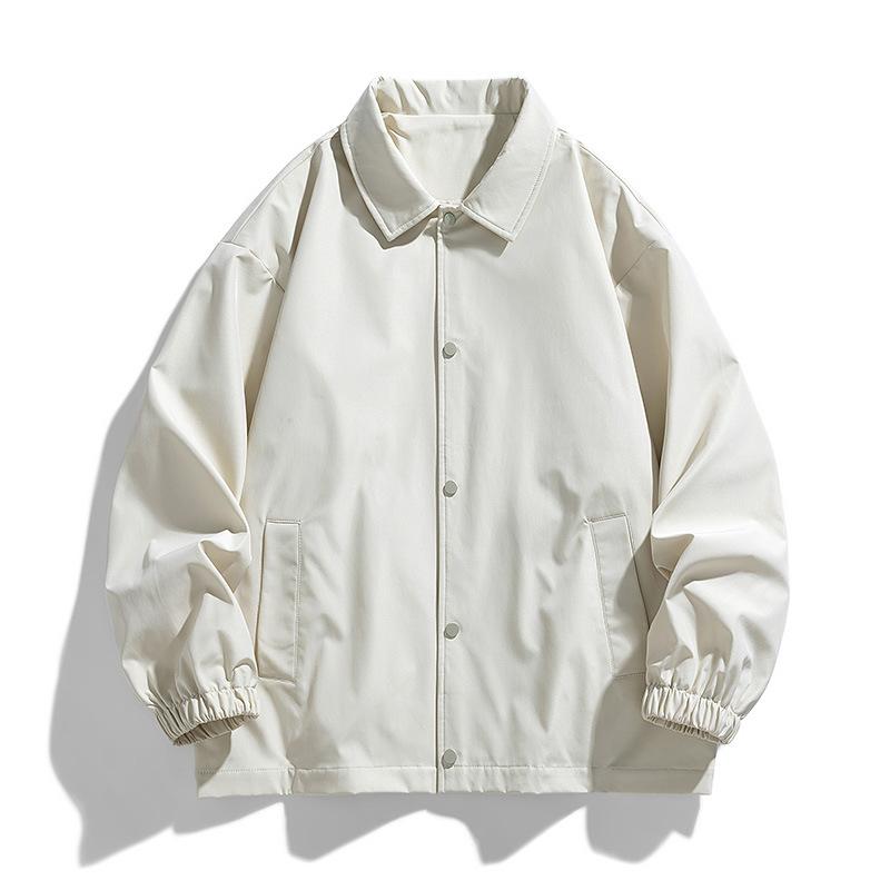 Coach Jacket Men's Spring and Autumn Loose Lapel Solid Color Casual All-Match Jacket Men's