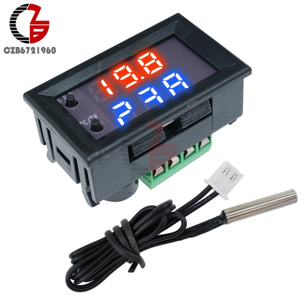 Цифровой термостат DC 12V LED, Цельсий/Фаренгейт, Двухрежимный дисплей, Контроллер температуры W1209 WK, Водонепроницаемый датчик NTC