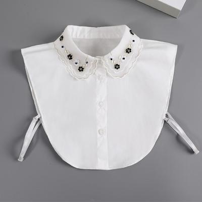 Korean Women's Shirt False Collars Autumn Rhinestone White Cotton Fake Collar Decoration Ladies Half-shirt Detachable Collars