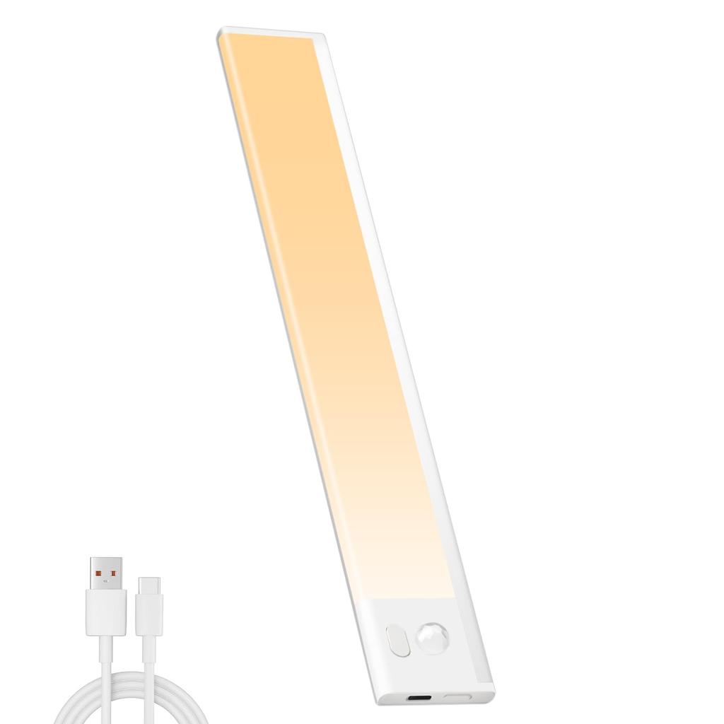LED Bar Motion Sensor Stepless 3 Levels of Color Cabinet Ultra Thin Hand Magnetic LED No Wiring Energy Long High Shelf Light, 23cm, Rechargeable,