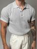 Men's Summer Honeycomb Texture Knitted Polo Shirt with Turn-Down Collar - Breathable Casual Short Sleeve Top