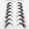 Colored Eyelashes European And American Chemical Fiber Multi -Link Cat 'S Eye Thick Curly Eye Tail Lengthened False Eyelashes