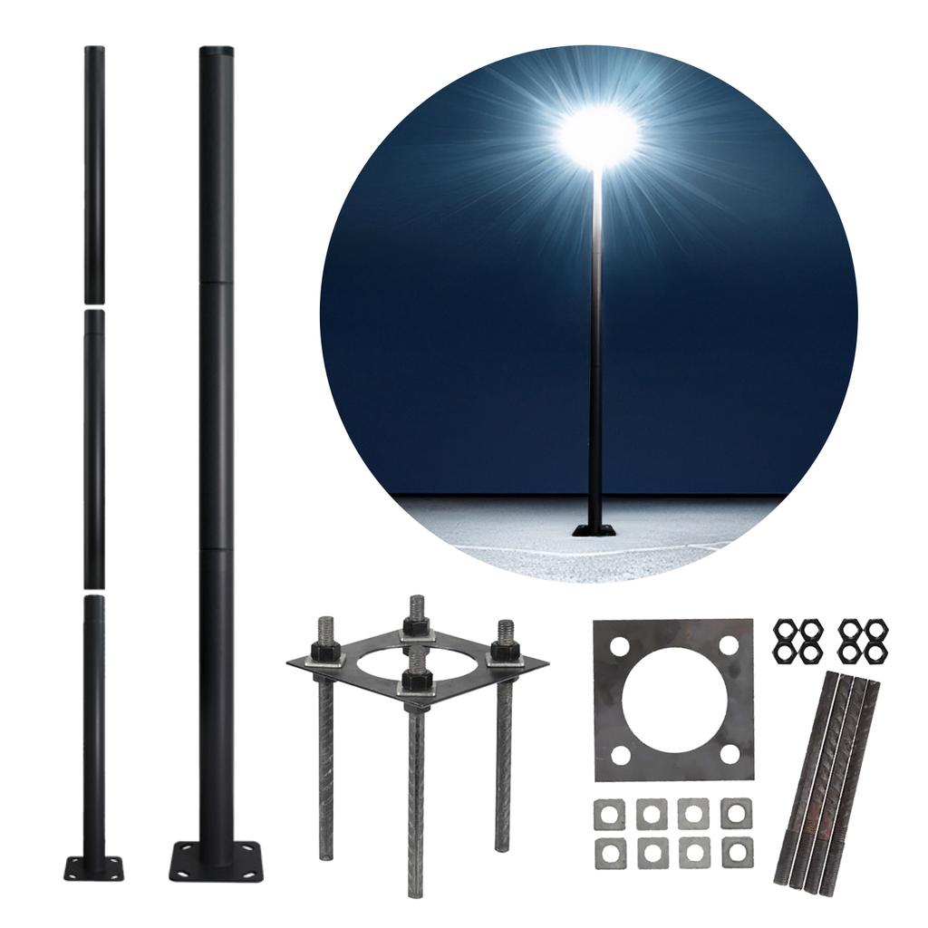 Foldable steel lighting pole, 3 meters, diameter 60mm