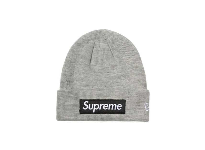 Supreme Шапка-бини New Era с логотипом-коробкой, серо-меланжевая, 22FW