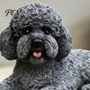 Уникальные статуэтки животных Реалистичная статуэтка собаки-медвежонка, Маленькая модель питомца для рабочего стола, Милая лежащая скульптура Декоративные фигурки для приборной панели автомобиля,