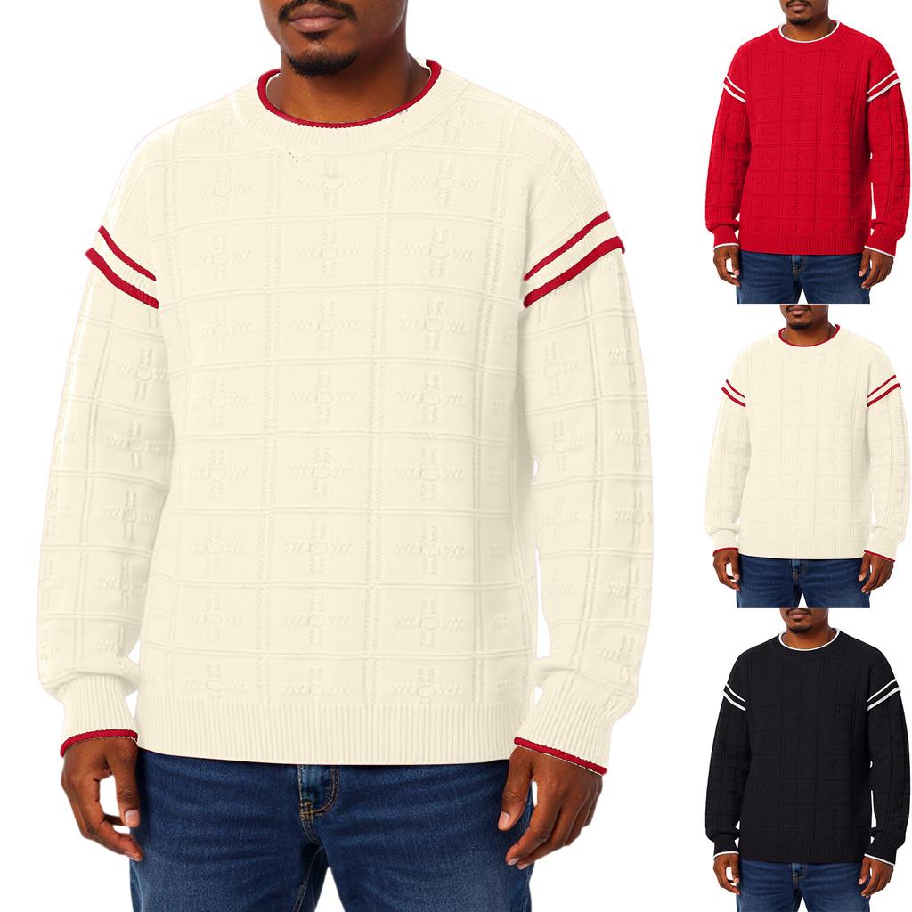 Men's Fashion Knitting Pullover Long Sleeves Loose Round Neck Sweater