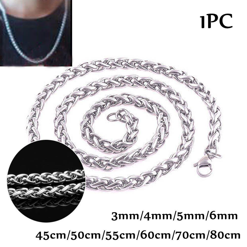 Choker Punk Gothic Cool Heavy Link Stainless Steel Necklace Braided Wheat Chain Metal Collar