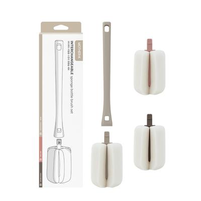 Оригинальный набор губок-пенообразователей для детских бутылочек, головка-щетка 3 сменные щетки, примерно 30 x Бежевый 109662 MOTHER-K Щетка, Высокое сцепление (1 + Головы), 5см,