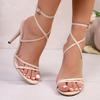 2025 Summer Women's Sexy Round-Toe Crisscross Strap Stiletto Heel Sandals Elegant High Heels for Beach Party Evening Wear
