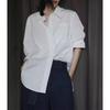 Весенняя женская белая хлопковая рубашка - Повседневный свободный крой, Стиль высокого класса, Одежда для работы