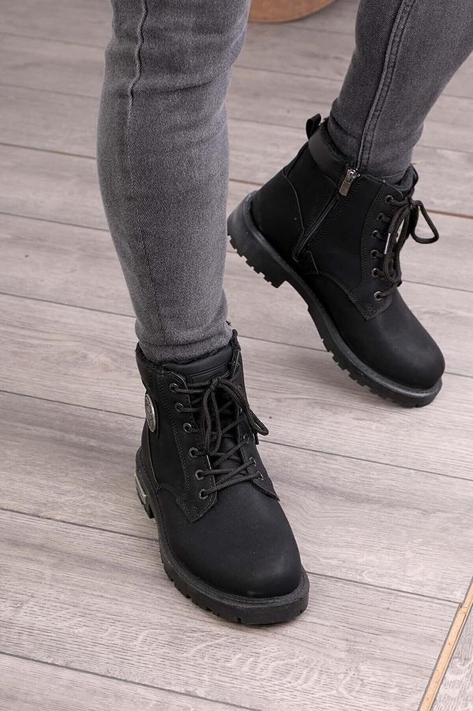 Men's Fashion Faux Leather Flat Heeled Booties Bootie Waterproof Rubber Sole Furry Outdoor Trekking Boots Shoes