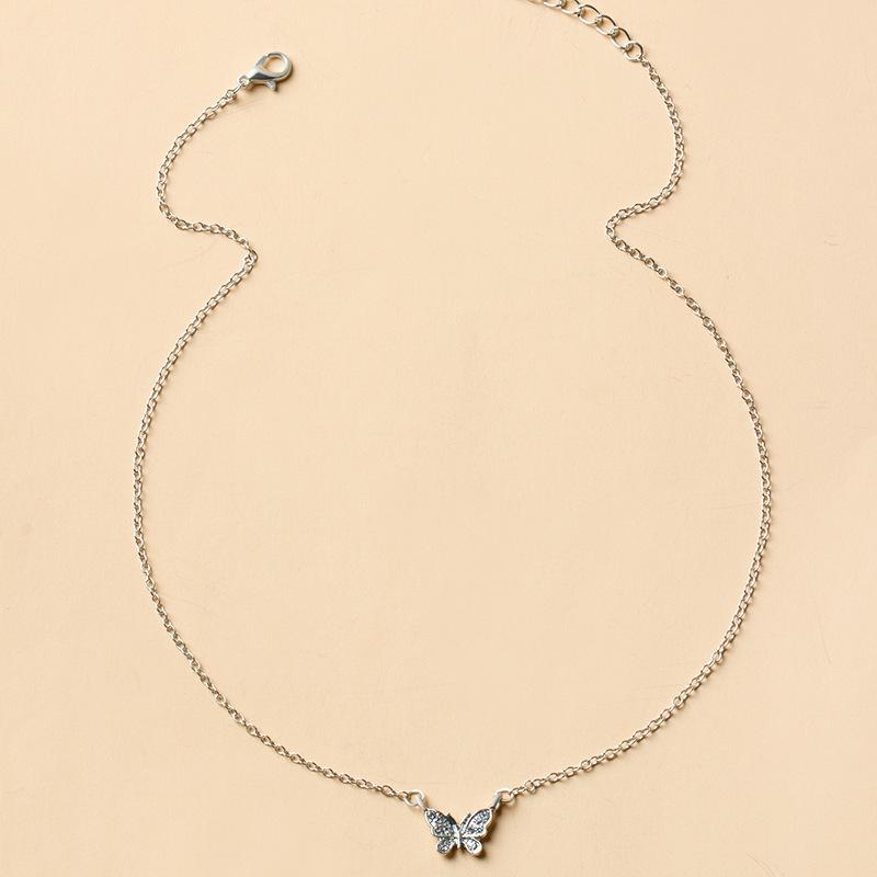 Butterfly necklace jewelry simple fashion versatile niche sweater accessories full of diamond collarbone chain women