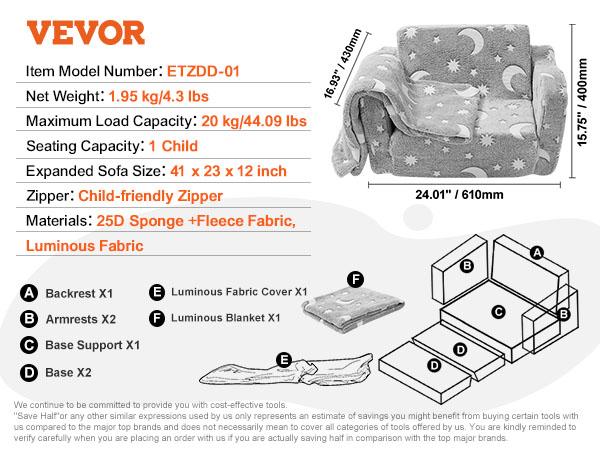 SucceBuy Игровой диван Детский диван Диван из пены для малышей с высокой плотностью 25D для игр, творчества, сна Детская мебель