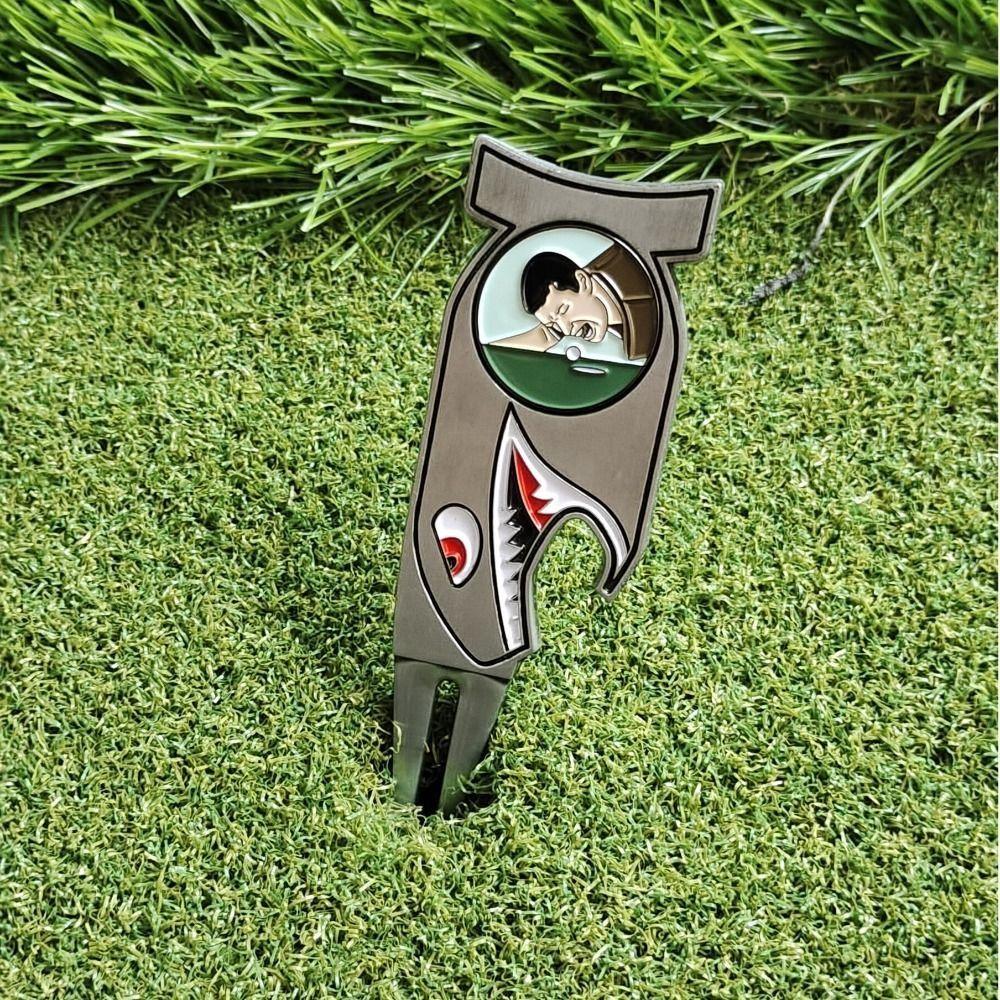 4 in 1 Golf Divot Fork Repair Tool Anti-rust Golf Gift Set Golf Ball Marker   Bottle Opener