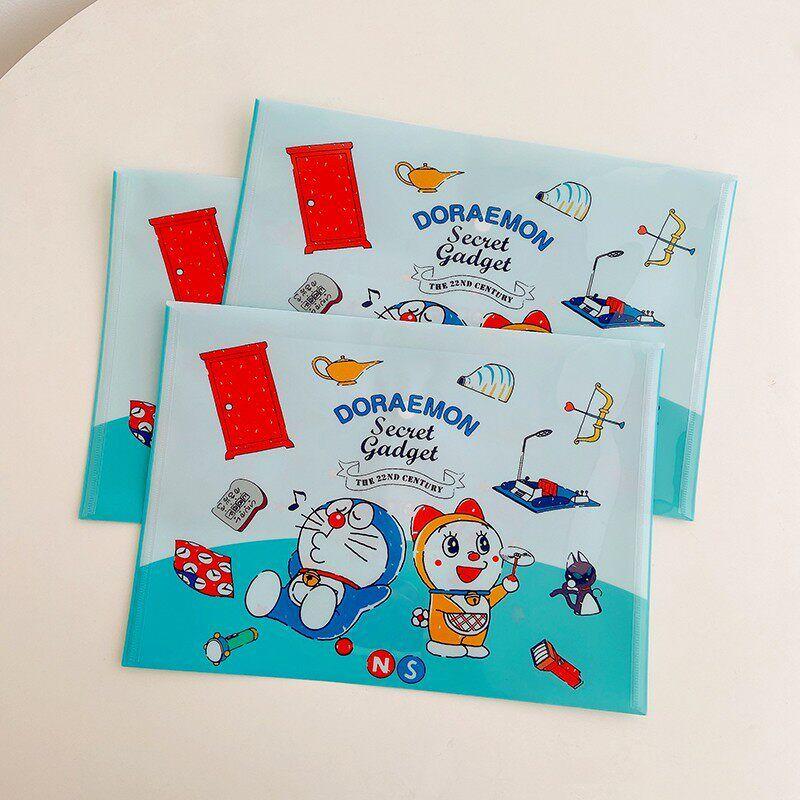 3 PCs Ins Cute Blue Plus-Size Cartoon Folder PVC Test Paper Material L Clip Storage Sorting Single Piece A4