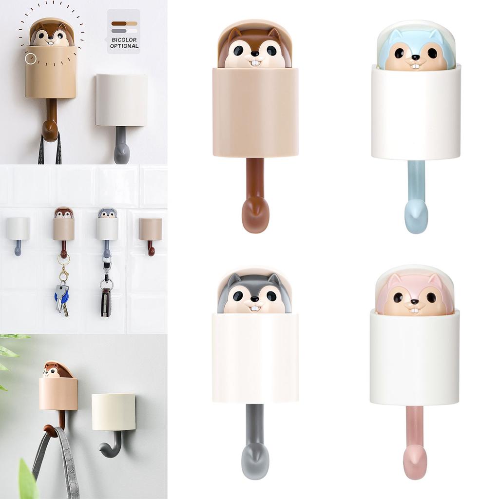 Липкий настенный крючок в виде белки, всплывающий настенный брелок с улыбающейся белкой, креативный крючок с прочным клеящимся настенным крючком для дома