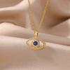 Zircon Evil Eye Pendant Necklaces For Women Stainless Steel Gold Color Necklace  Trend Aesthetic Lucky Turkish Jewerly Gift