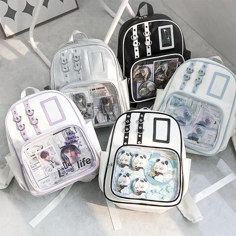 School Ita Bag Fashion Trends Transparent Zipper Backpack Preppy Style Soft Women Bags