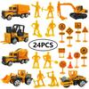 1:64 Alloy Engineering Truck Excavator Forklift With 24 Sets Of Road Signs