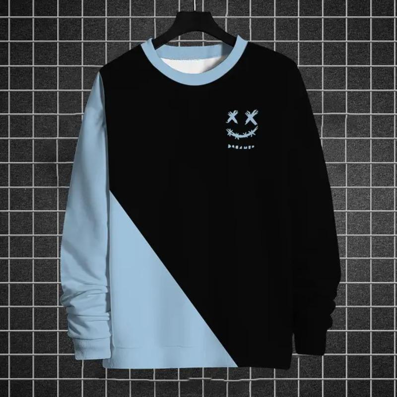 Парные платья Смешные мужские толстовки Графические футболки с длинным рукавом Печатные футболки Свободные толстовки с круглым вырезом Мужская одежда больших размеров Топы