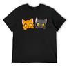 Kawaii Kitties T-Shirt Animal Prinfor Boys Short Sleeve Tee Anime T Shirts Cotton Graphic Tees Black T-shirts for Men