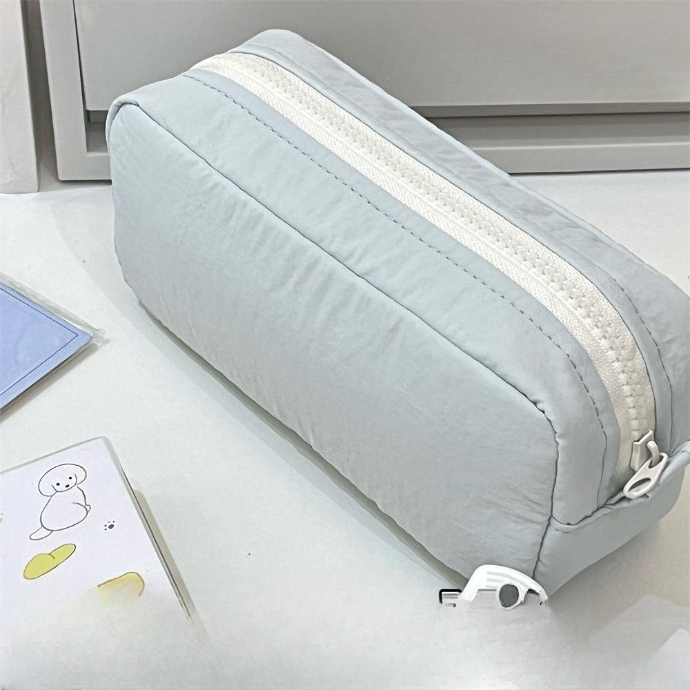 Square Pencil Case High Aesthetic Value Large Capacity Solid Color Stationery Bag Pencil Case for Students