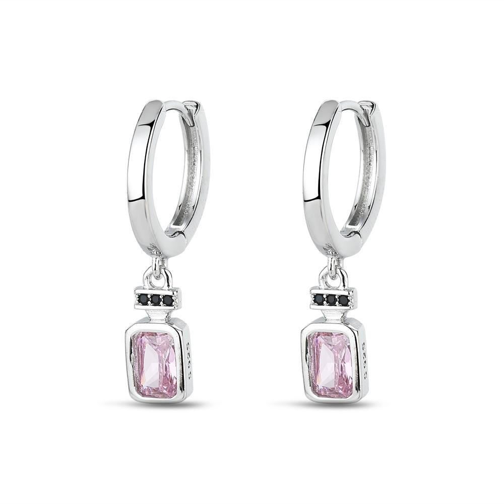 Черно-белый дизайн, черные розовые циркониевые ювелирные серьги-подвески